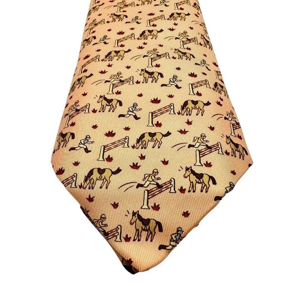 Hermés Paris Men's Print Horse and Hurdler Tie 100% Silk NWT - Picture 3 of 7